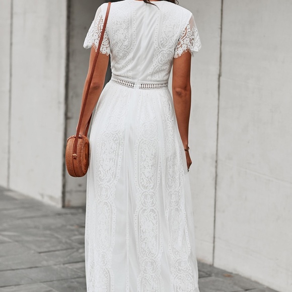 White Lace Maxi Dress with Crochet Trim - Brand - Picture 2 of 4